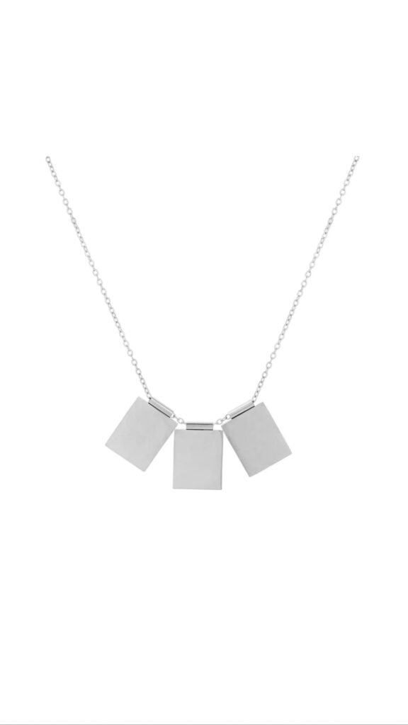 Collar Chapa Triple Silver Personalizable