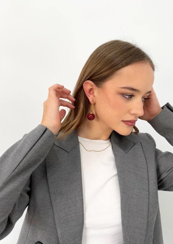 Pendientes Burgundy Ball - Imagen 2