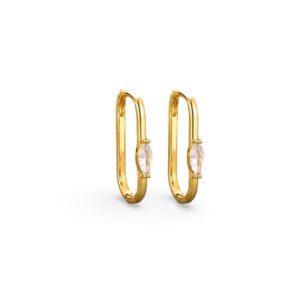 Argollas Oval Circon Blanca Gold