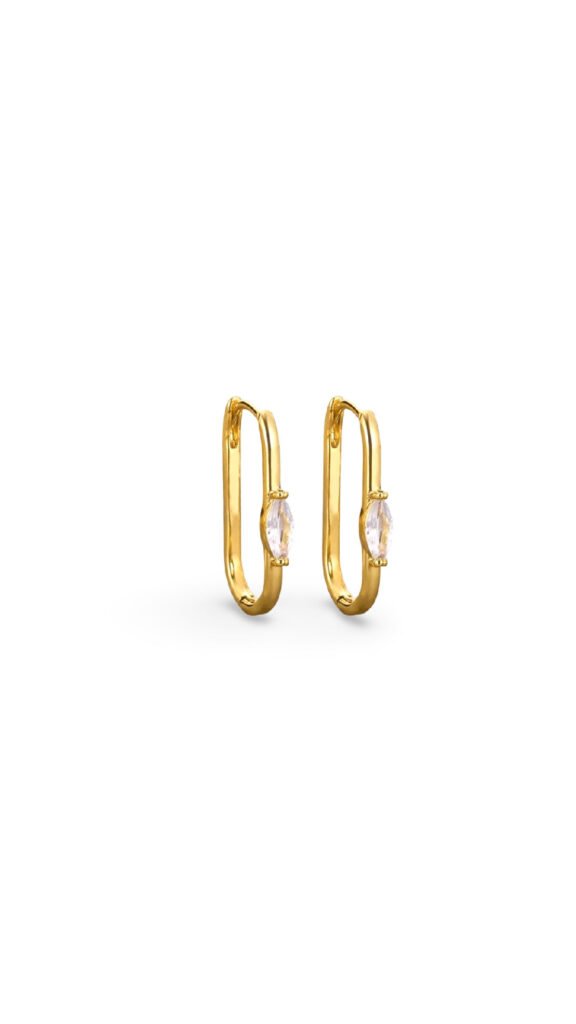 Argollas Oval Circon Blanca Gold