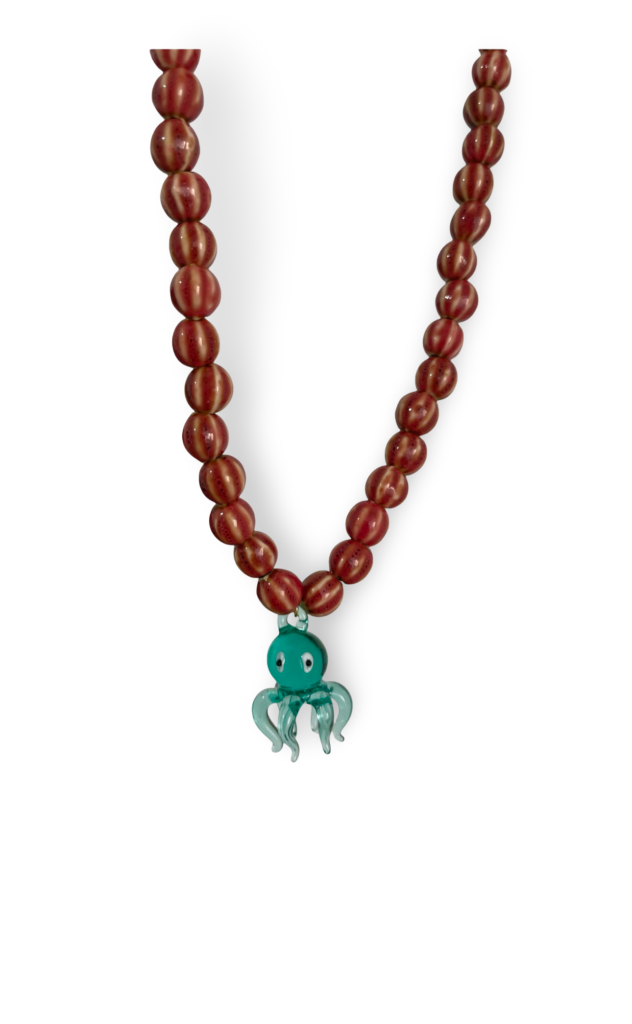 Collar Pulpito Verde Agua y Granate