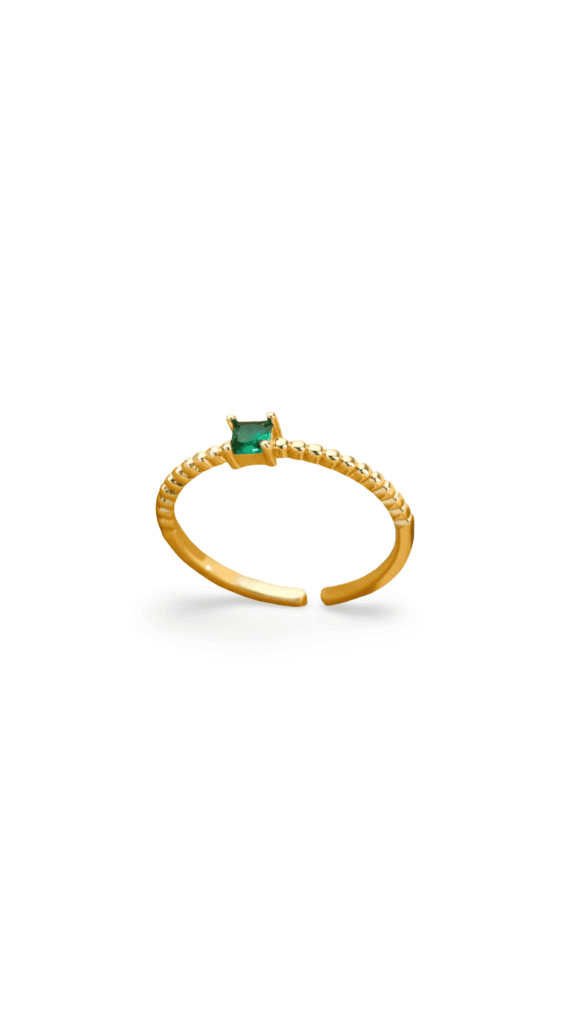 Anillo Dots Verde Gold
