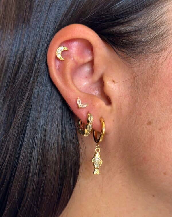 Piercing Luna Circon Gold - Imagen 2