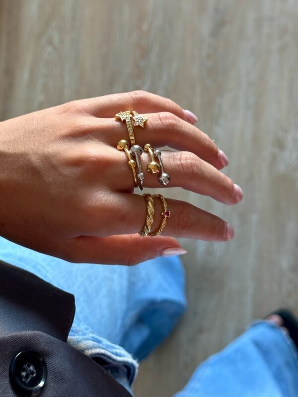Anillo Double Star Circon Gold - Imagen 3