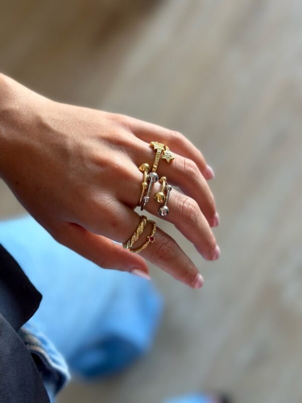 Anillo Double Star Circon Gold - Imagen 2