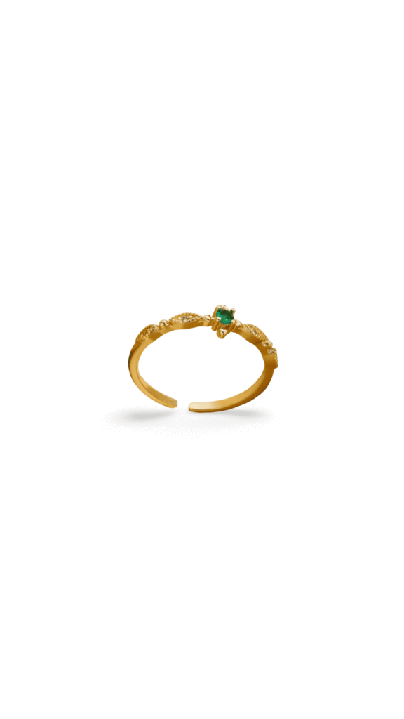 Anillo Eyes Circon Verde Gold