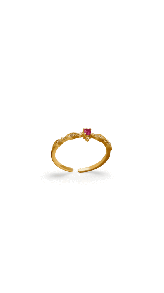 Anillo Eyes Circon Fucsia Gold