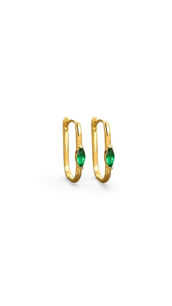 Argollas Oval Circon Verde Gold