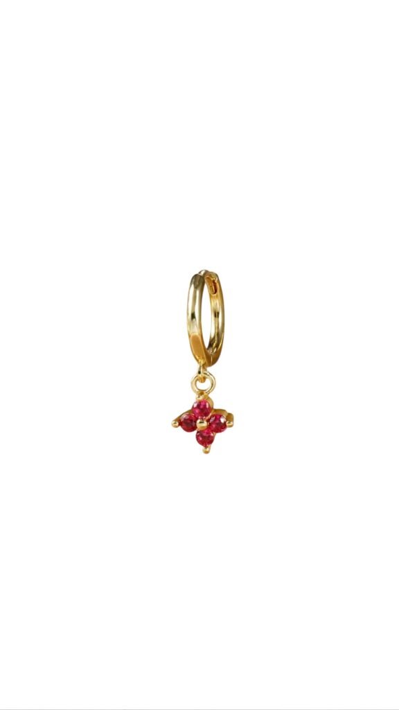 Arito Flor Circon Fucsia Gold