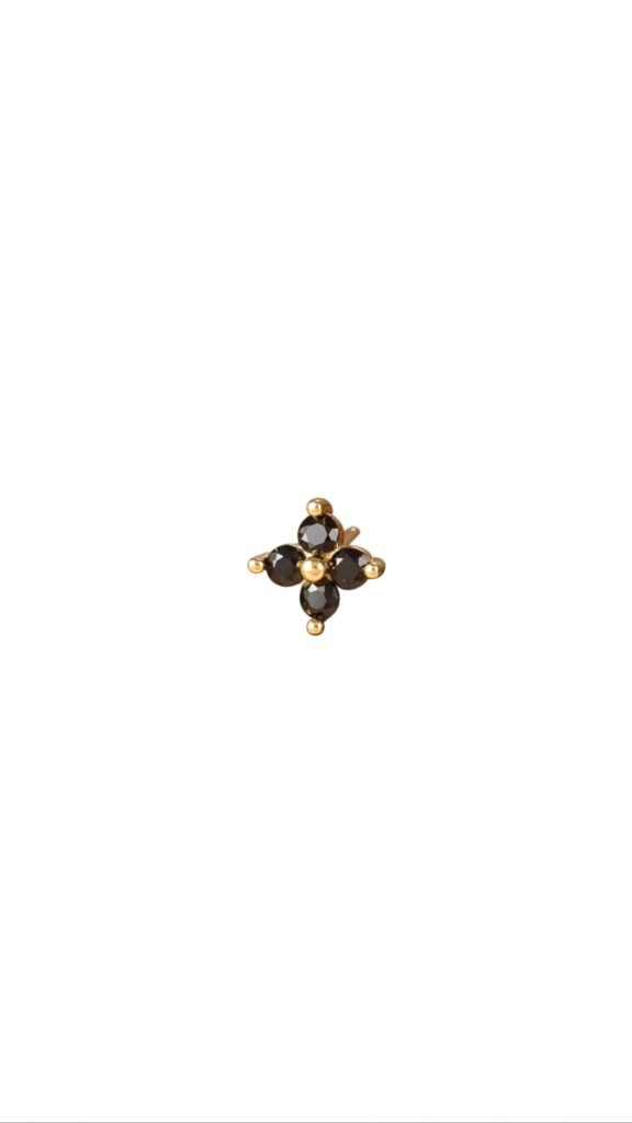 Piercing Flor Circon Negro Gold