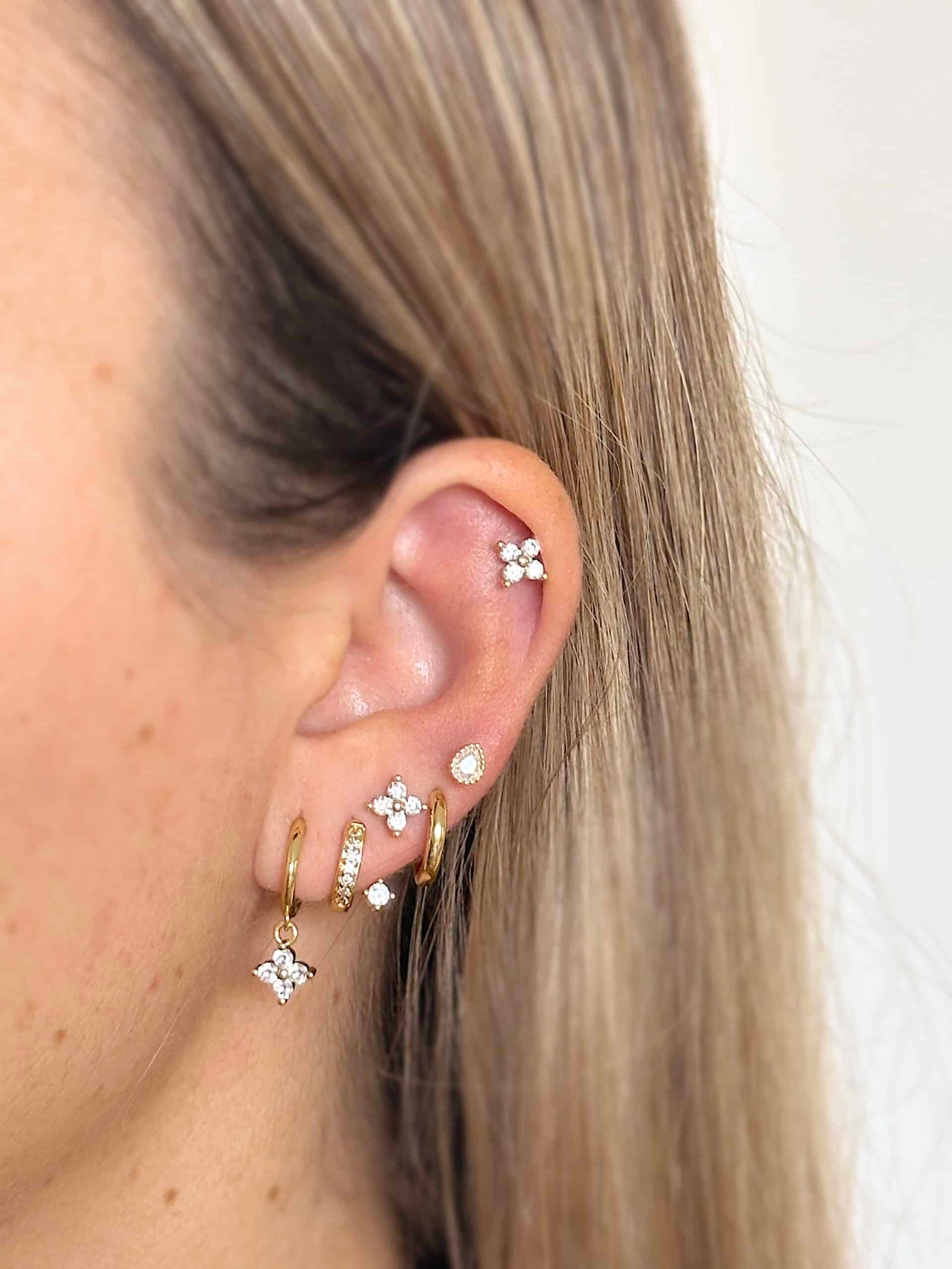 Pendiente Flor & Circon Gold - Imagen 2