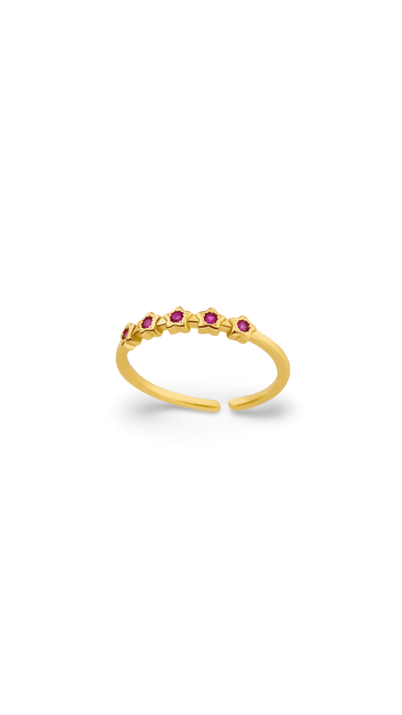 Anillo Stars Circon Fucsia Gold