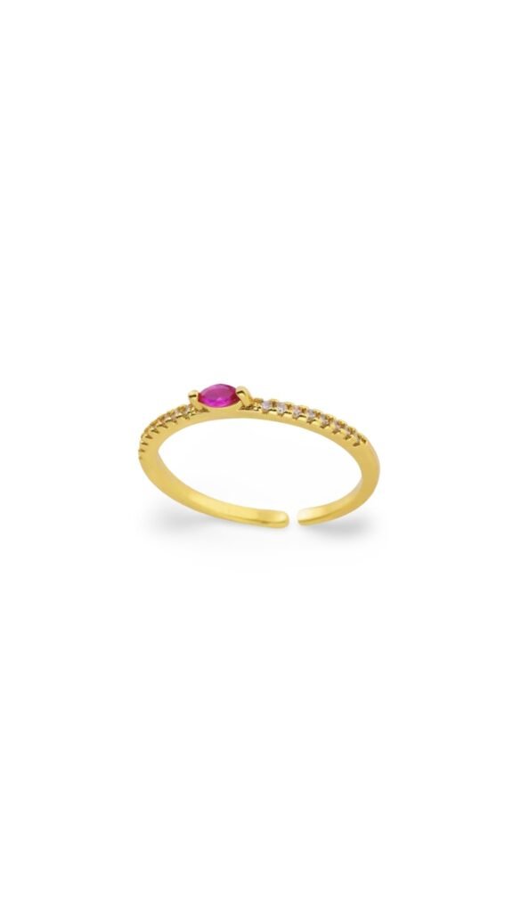 Anillo Cris Circon Fucsia Gold
