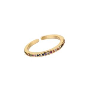 Anillo Basic Circon Multicolor Gold