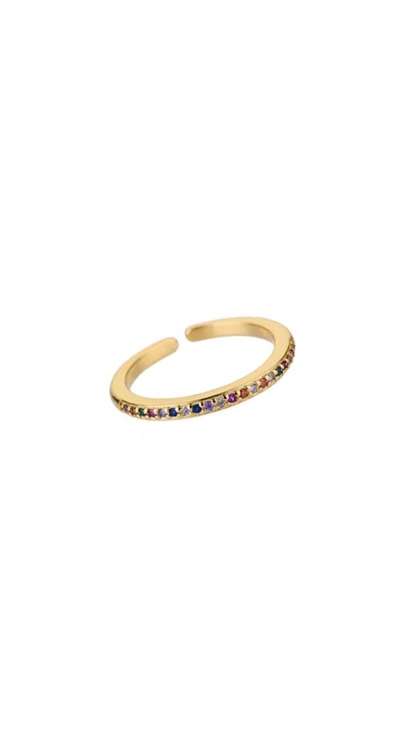 Anillo Basic Circon Multicolor Gold