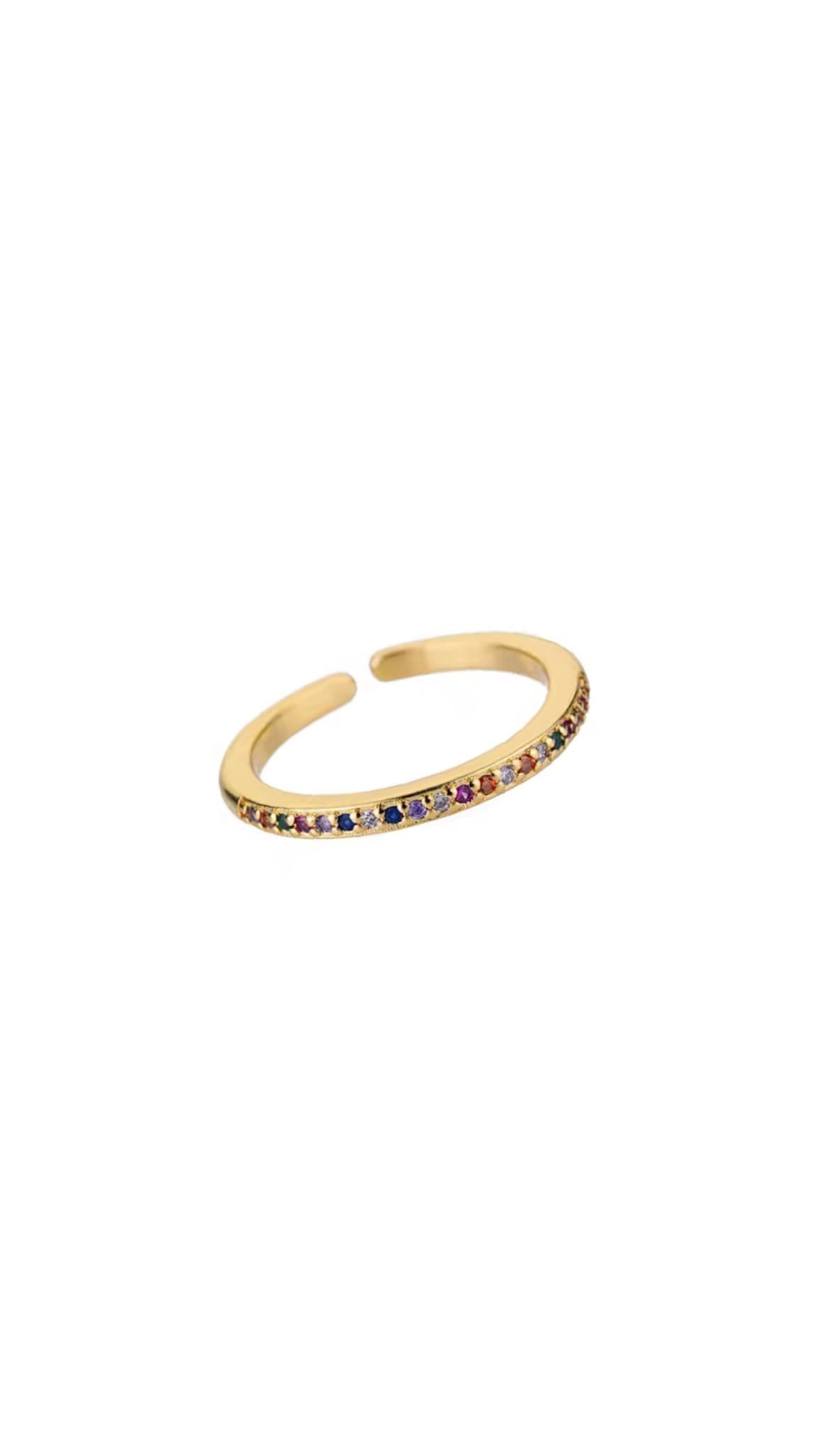 Anillo Basic Circon Multicolor Gold