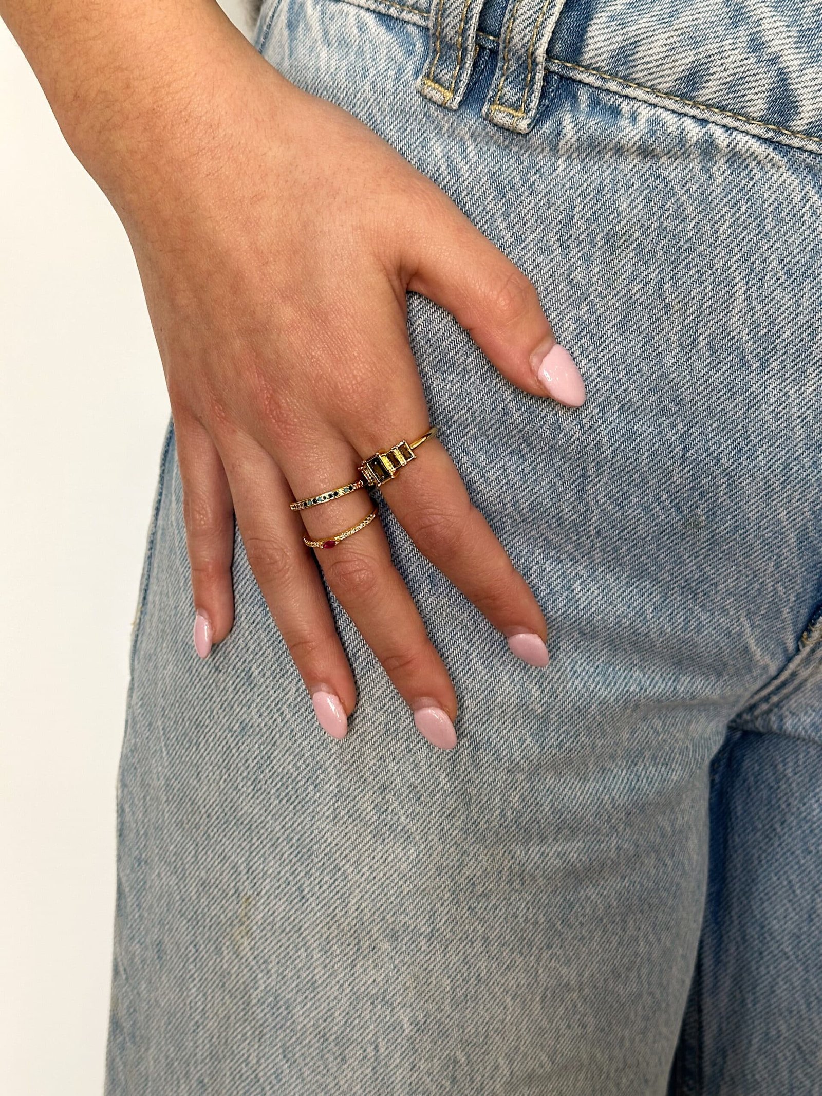 Anillo Basic Circon Multicolor Gold - Imagen 2